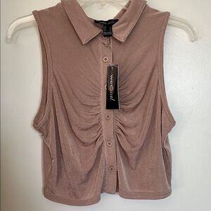 Wet Seal Sleeveless Collared Top - Dusty Rose